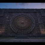 Imagem do calendário maia talhado em pedra antiga, destacando os símbolos dos ciclos Tzolk’in e Haab’, usados para medir o tempo com precisão astronômica.